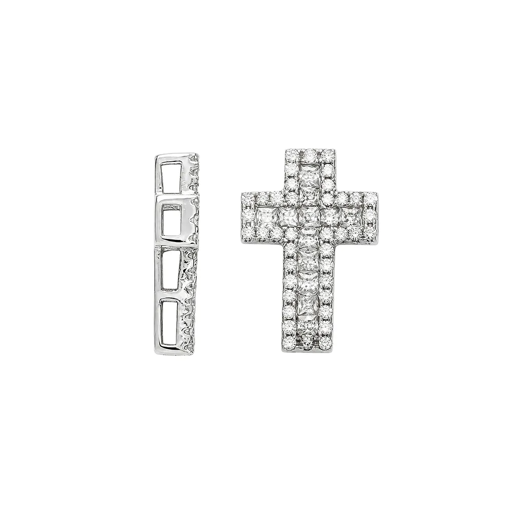 [19346PZBLRD] Colgante plata 925 cruz 15x10mm con circonitas