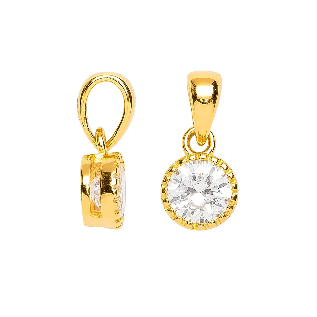 [19350PZBLDO] Colgante plata 925 circonita de 6mm (Oro)