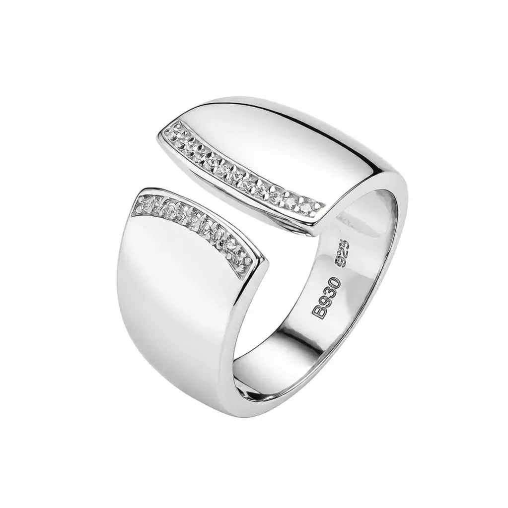 Anillo plata 925 abierto con circonitas