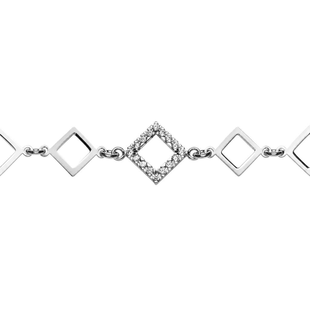 Sterling silver 10mm flat diamond and 13mm cubic zirconia diamond bracelet
