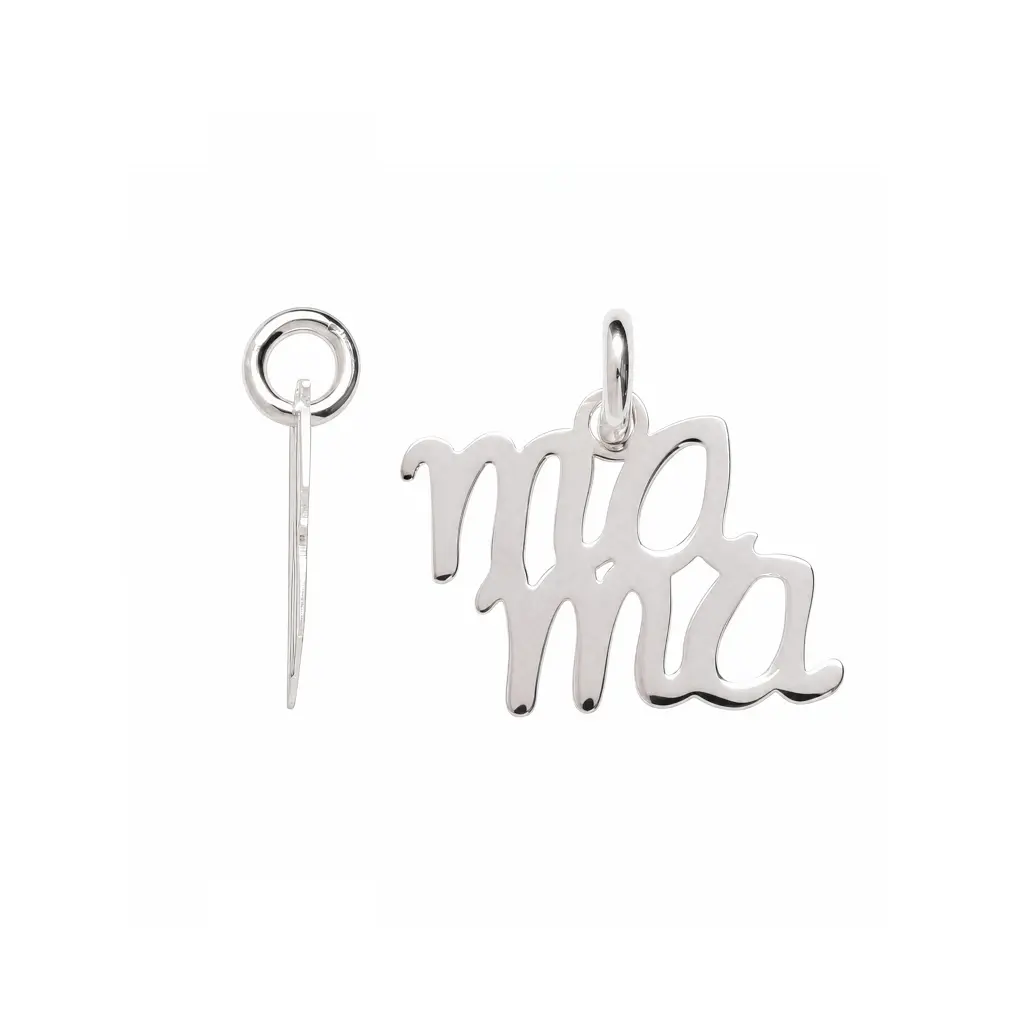 [19373PPL] Sterling silver "Mamá" charm pendant. (Sterling silver)