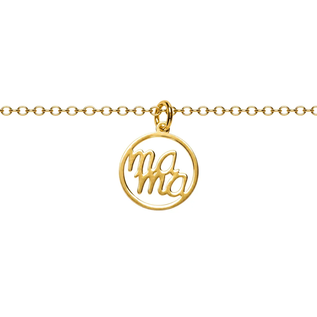 [19374N38E5DO] Collar plata 925 círculo mamá  (Oro)
