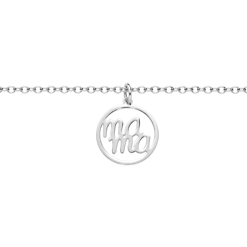 Sterling silver "Mamá" circle necklace.