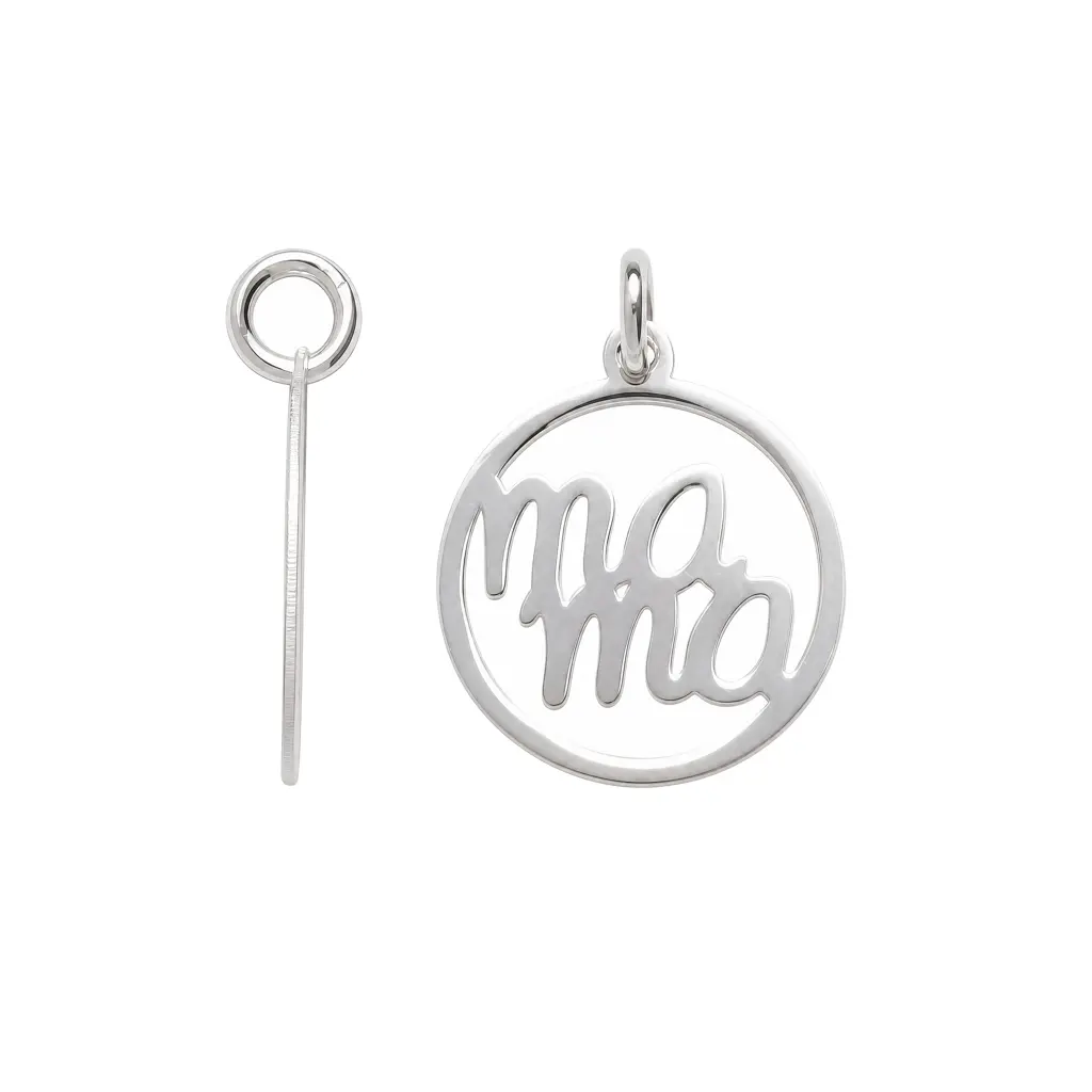 Colgante plata 925 charm círculo "mamá" 14x12mm 