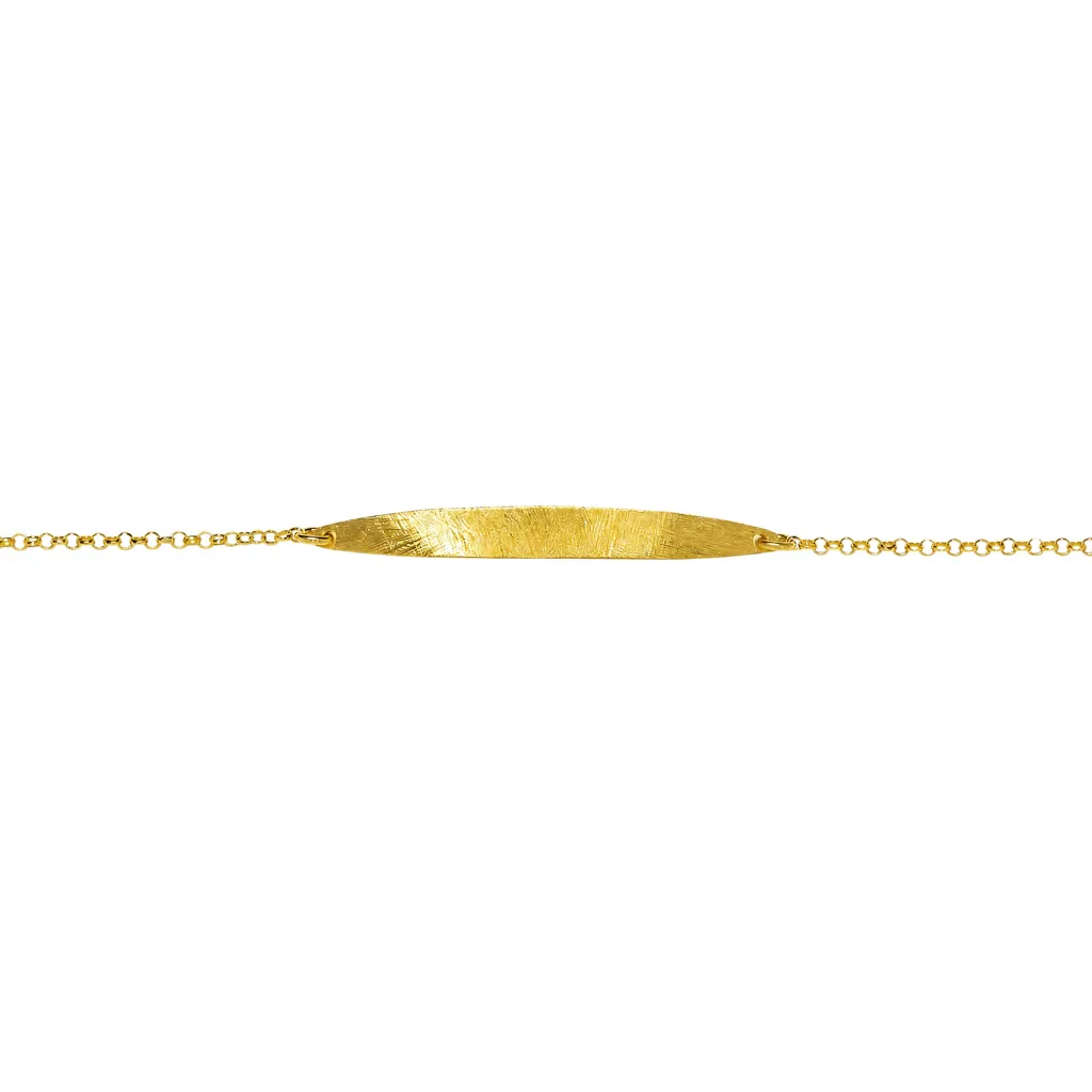 Pulsera plata 925 placa curva ovalada plana