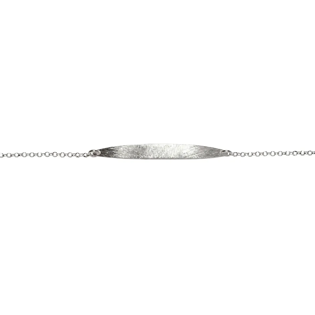 Pulsera plata 925 placa curva ovalada plana
