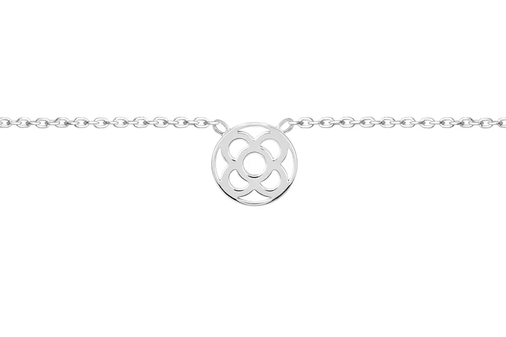 [14388C3000PL] Sterling silver 8mm barcelona flower choker necklace (Sterling silver)