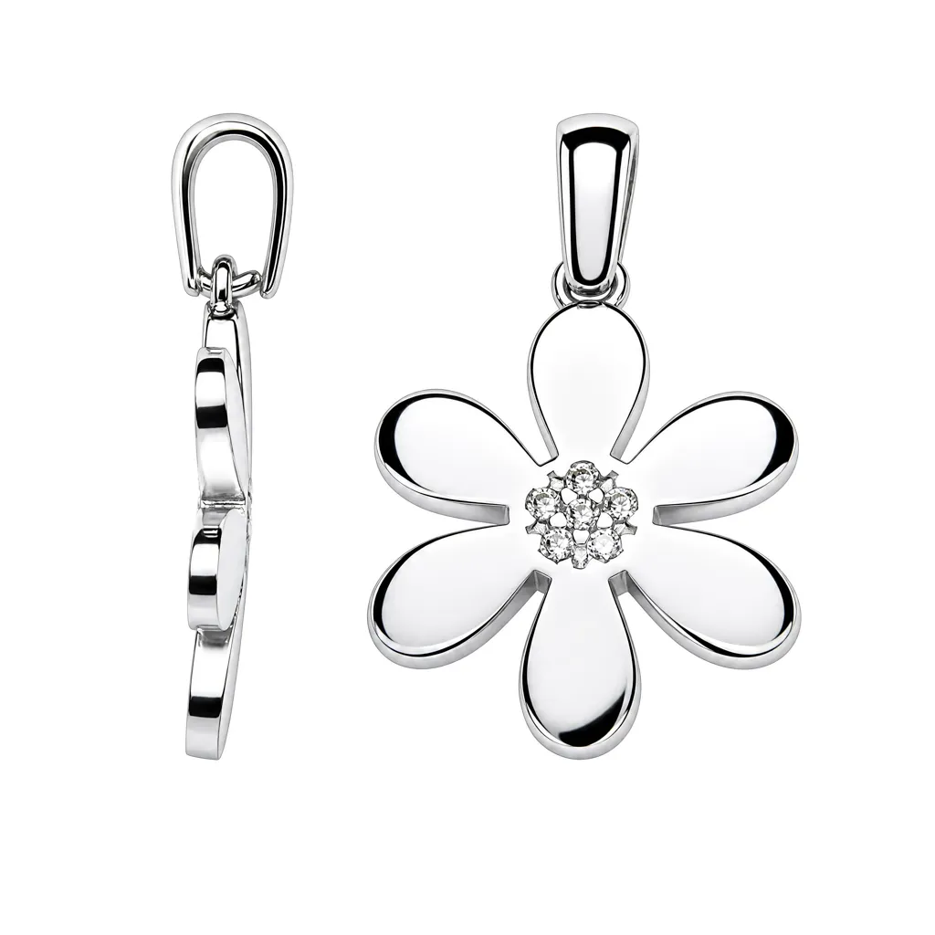 Colgante plata 925 margarita 17x13mm con circonitas en el centro