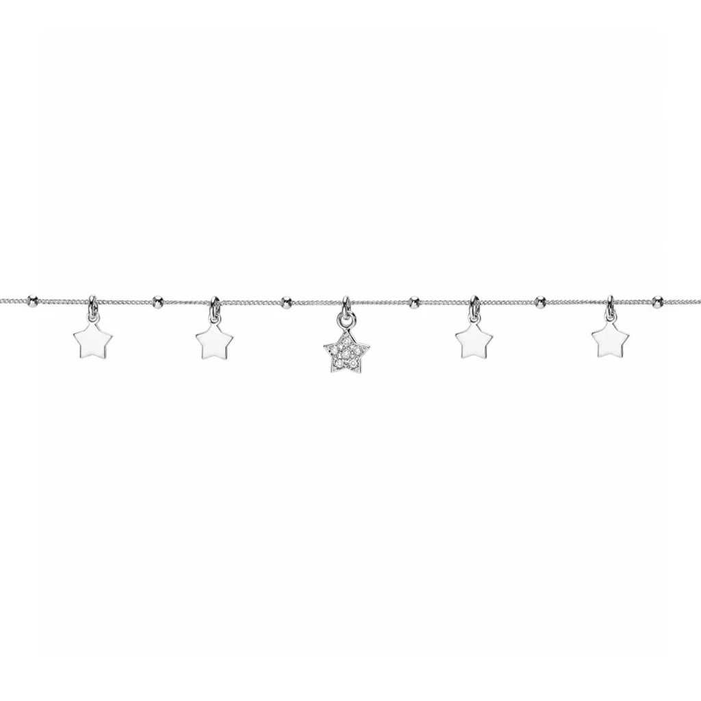 Collar plata 925 con estrellas de 6mm y una estrella con circonitas de 6mm