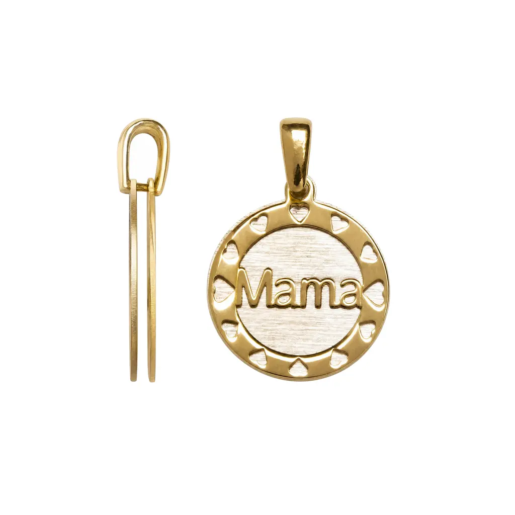 [19389PRDDO] Sterling silver bicolor mom plate pendant