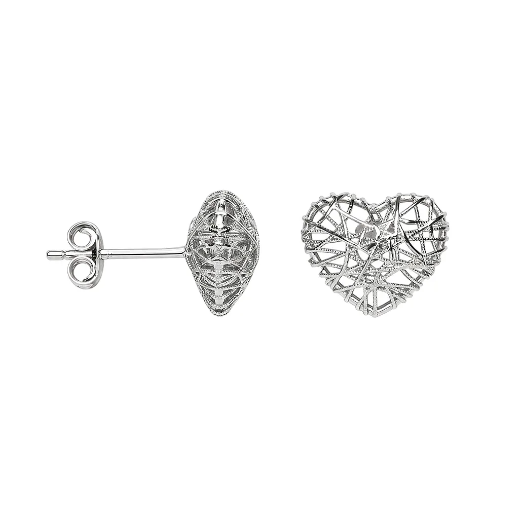 Sterling silver 3D heart earring
