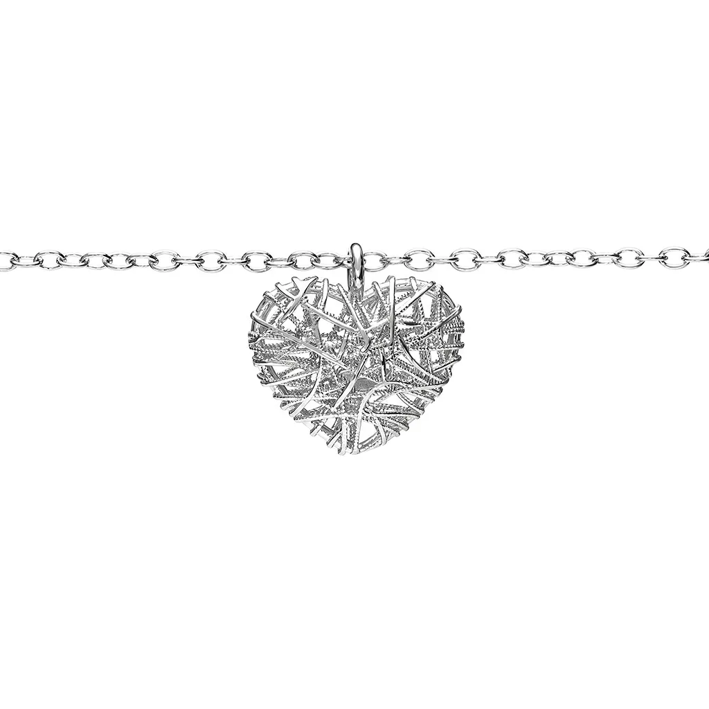 Sterling silver 3D heart necklace