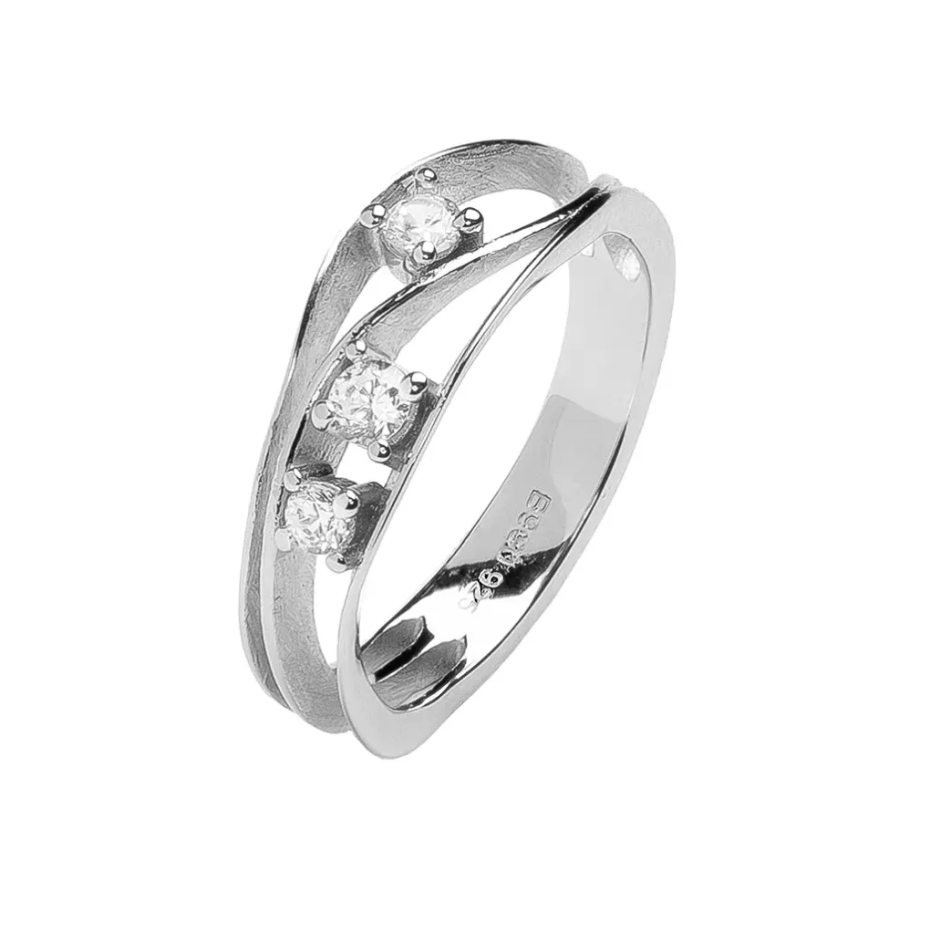 Anillo plata 925 tres cintas con circonitas