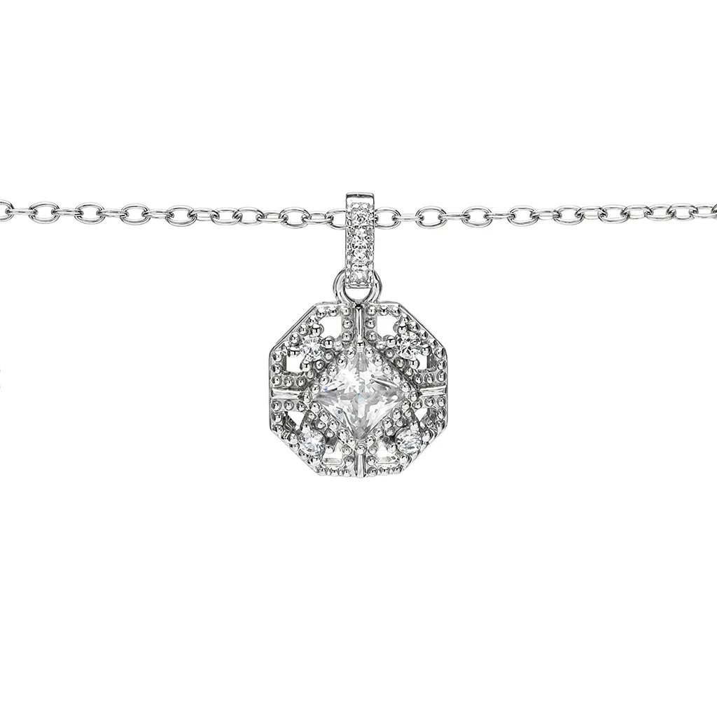Collar plata 925 octagonal con circonitas