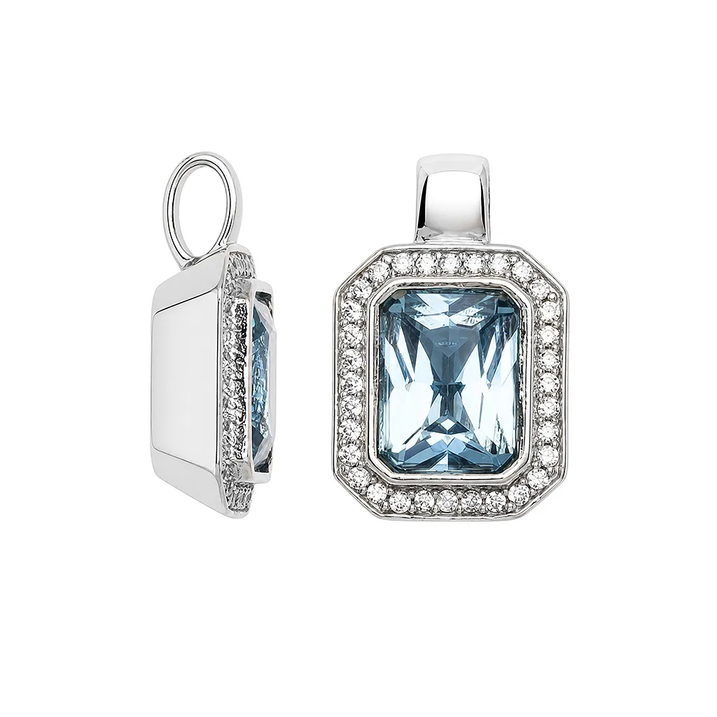 [19411PZAQRD] Colgante plata 925 circonita rectangular de 8x6mm con circonitas blancas