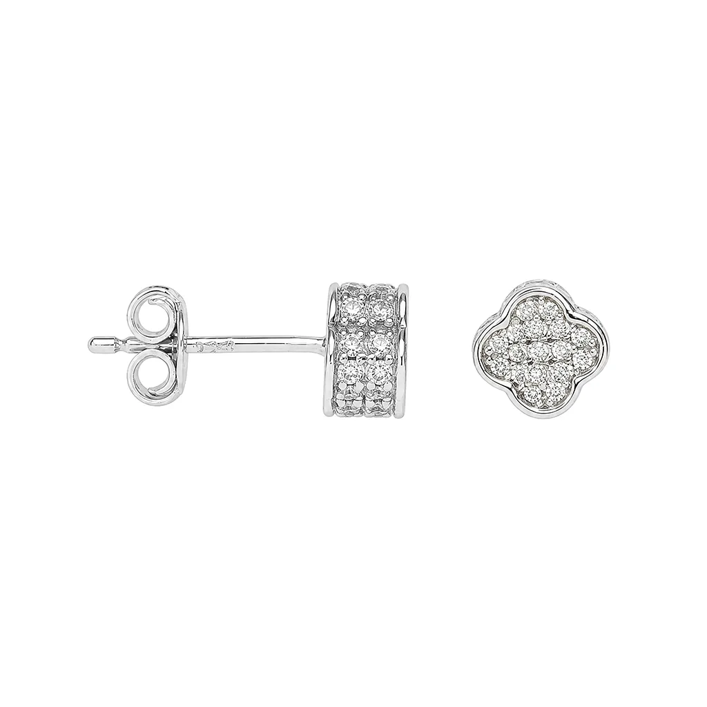 Pendiente plata 925 flor con circonitas