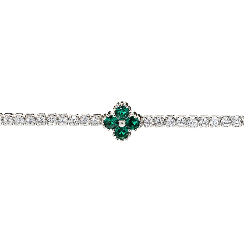 Sterling silver tennis bracelet with 7mm cubic zirconia flower