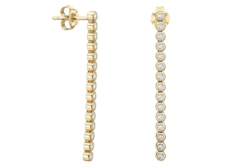 [117360152ZBL] Sterling silver tennis 15-cubic zirconia 1.50mm earring (Gold plated)
