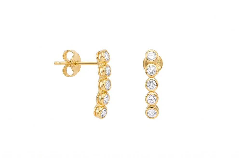 [085760302ZBL] Pendiente plata 925 tennis 5 circonitas de 3mm  (Oro)