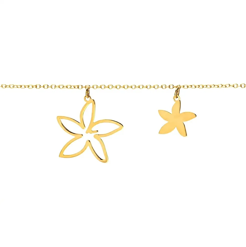 Sterling silver two flowers necklace
