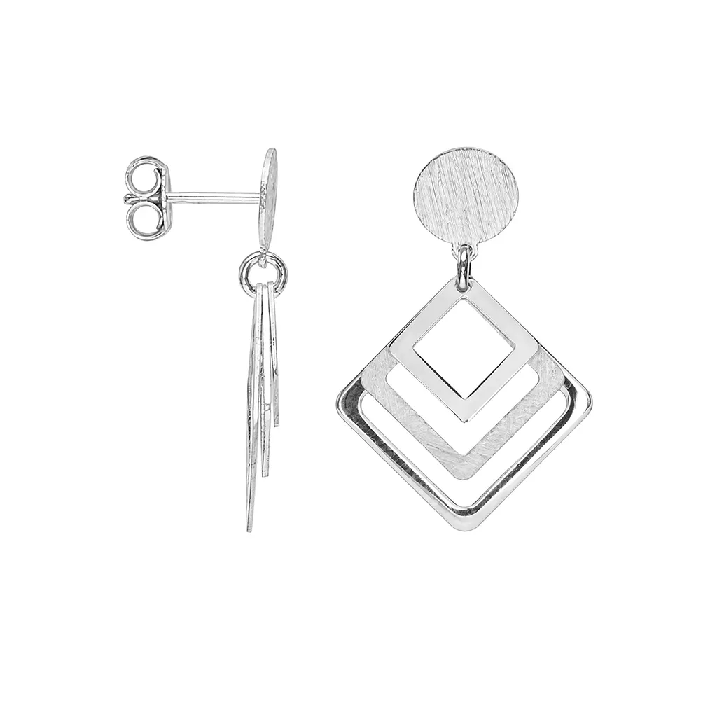 Sterling silver 8mm circle with three interspersed rhombus shapes earring