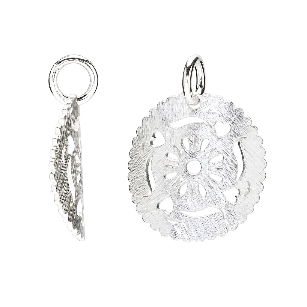 [19437PMAPL] Sterling silver curved openwork circle pendant (Sterling silver)