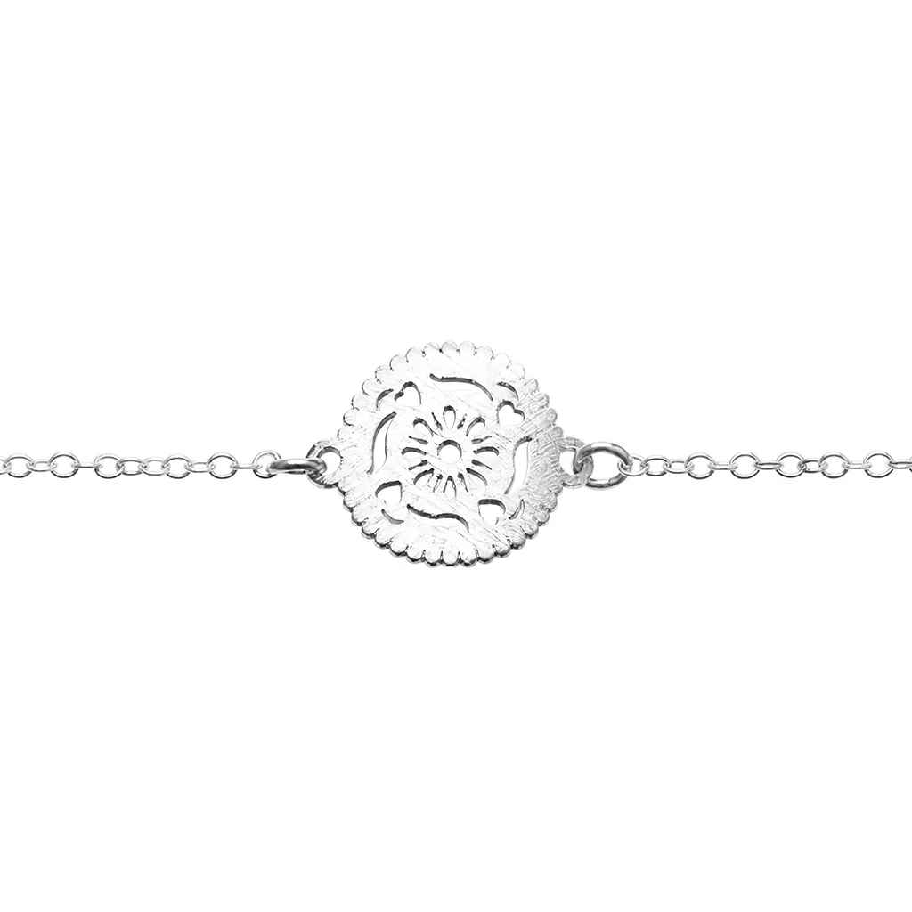 Pulsera plata 925 círculo curvo calado 13mm