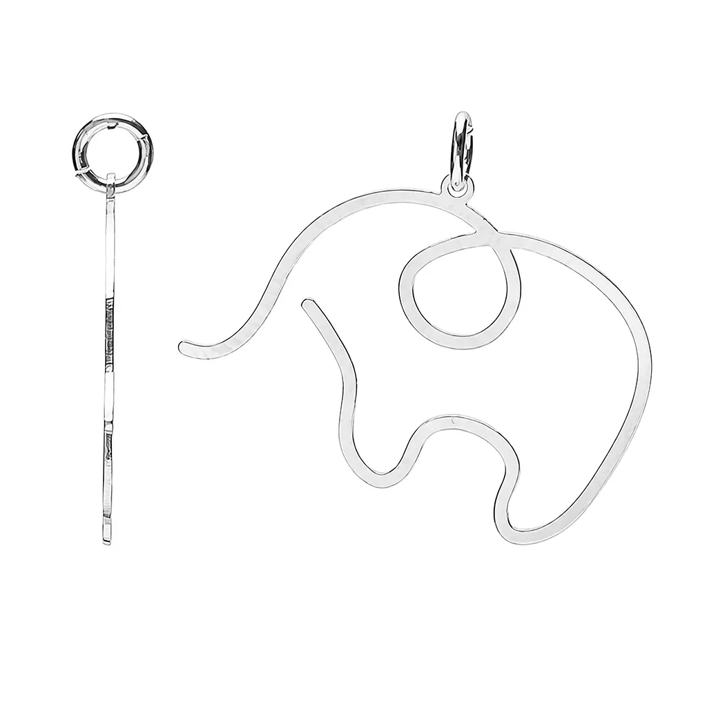[19444PPL] Sterling silver elephant silhouette pendant (Sterling silver)