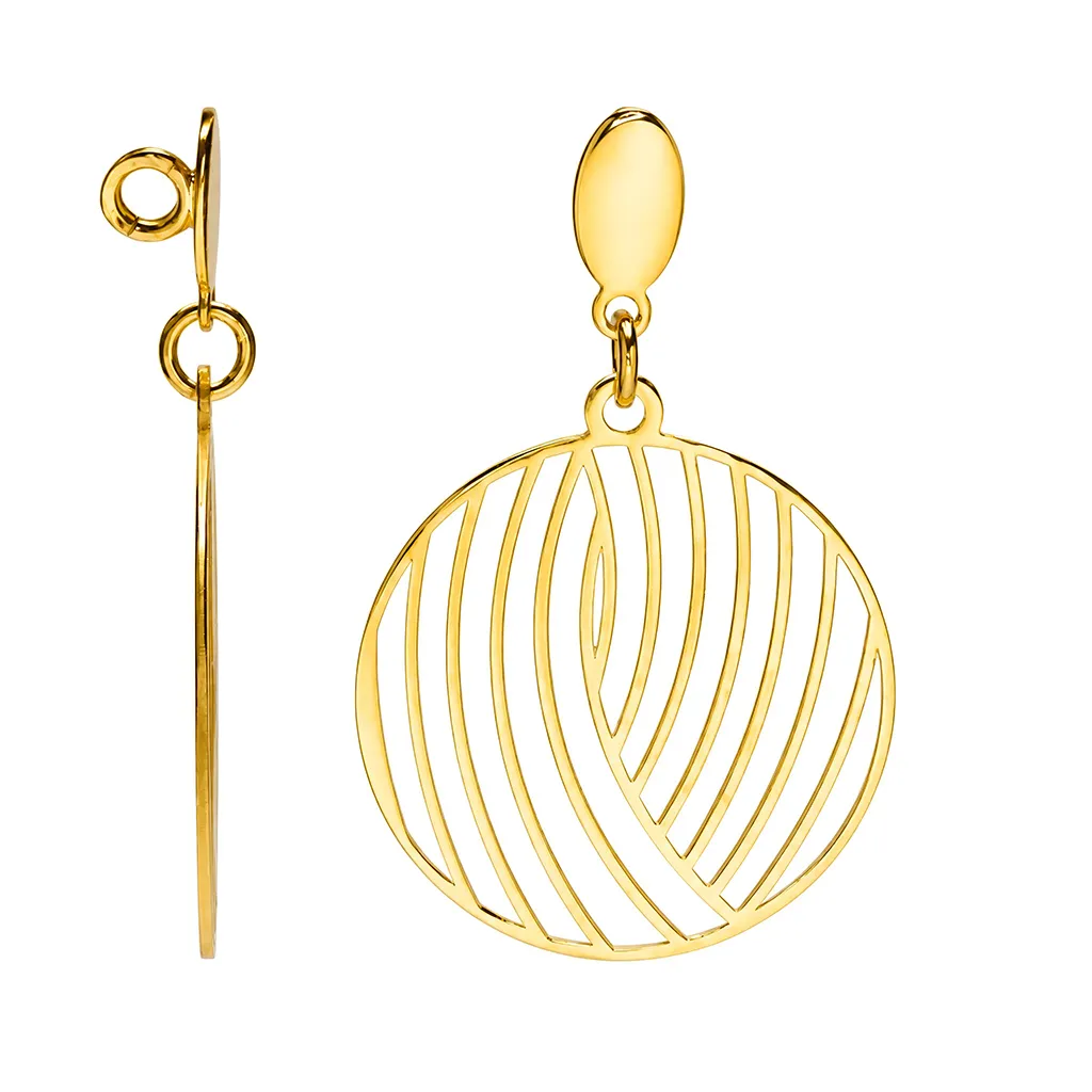 Sterling silver curved lined circle pendant