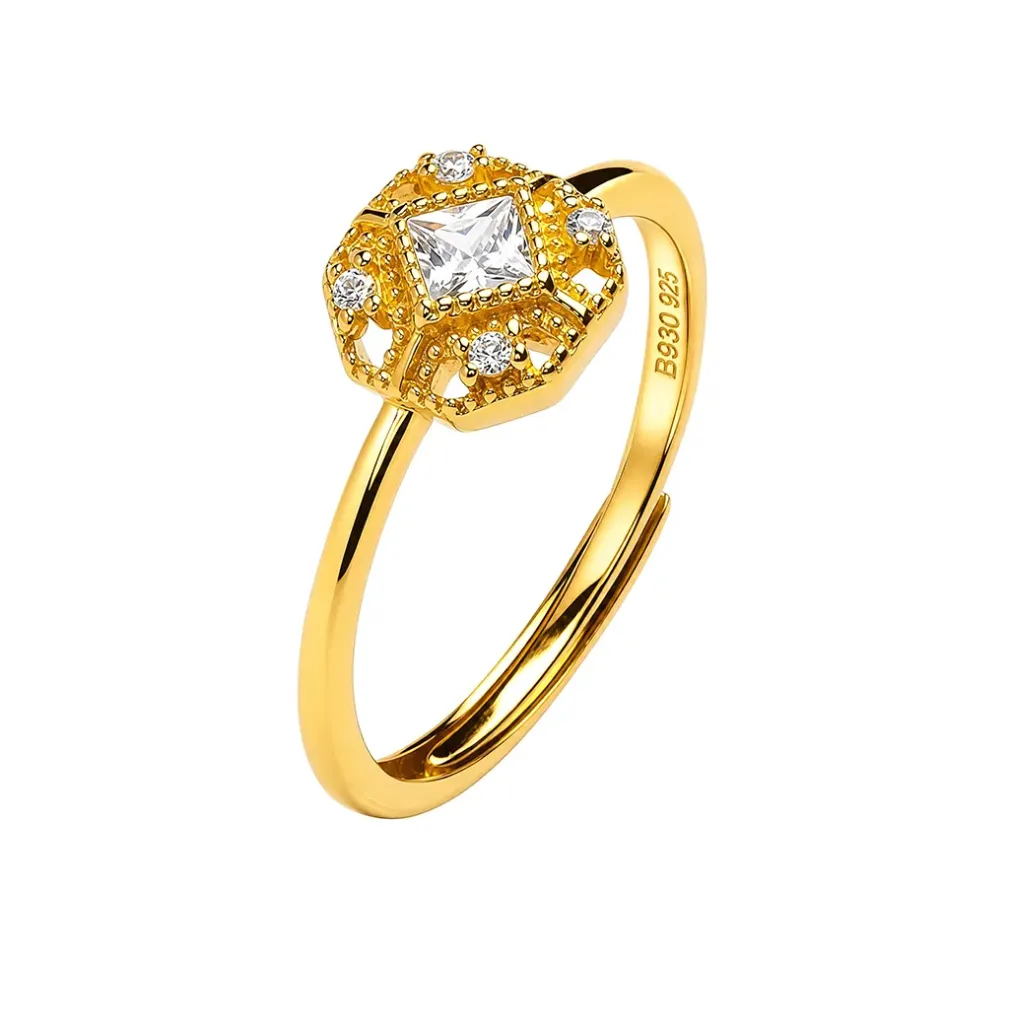 Anillo plata 925 octagonal con circonitas