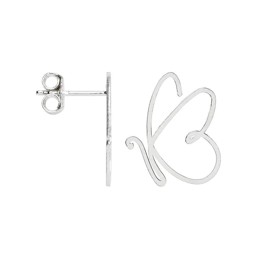 Pendiente plata 925 silueta mariposa dibujada