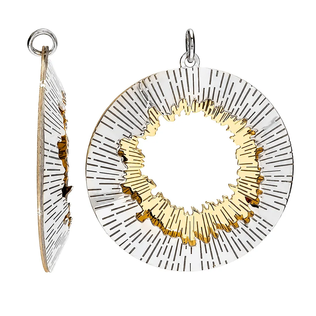 [19454PRDDO] Sterling silver two-tone double plate crater pendant