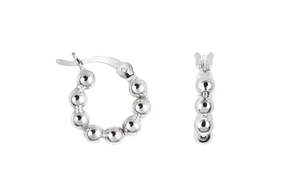 Sterling silver beads hoop earring