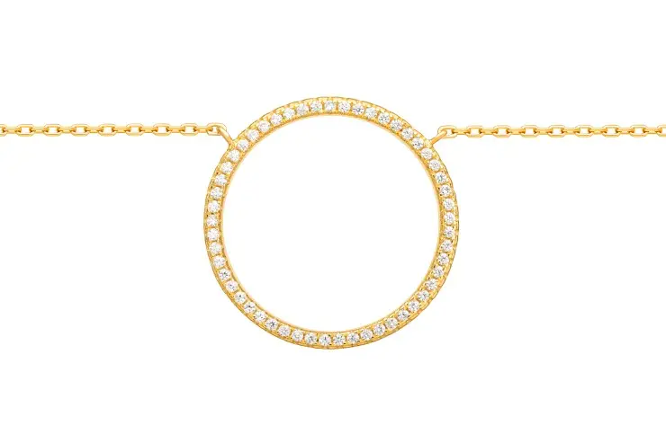 Sterling silver circle necklace with cubic zirconia