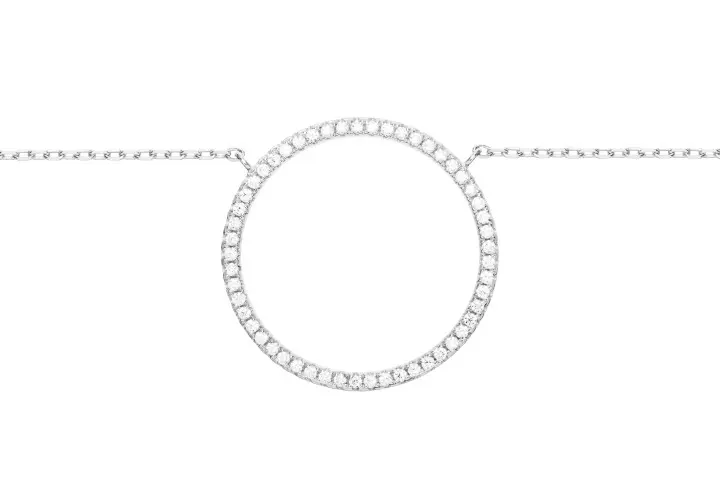 Sterling silver circle necklace with cubic zirconia