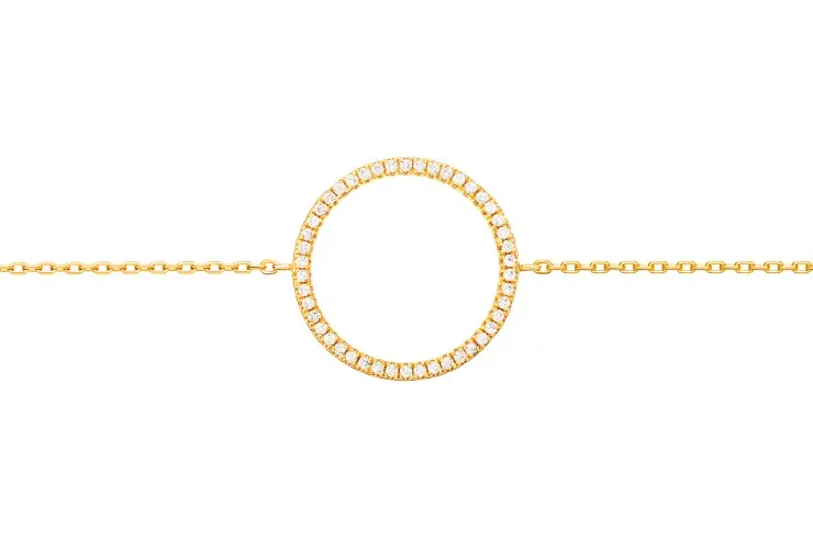 Sterling silver circle  bracelet with cubic zirconia