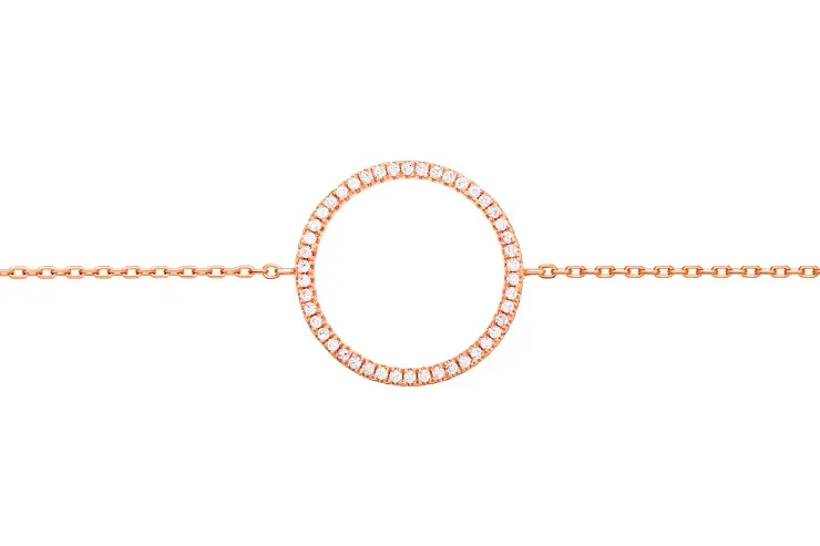 Sterling silver circle  bracelet with cubic zirconia