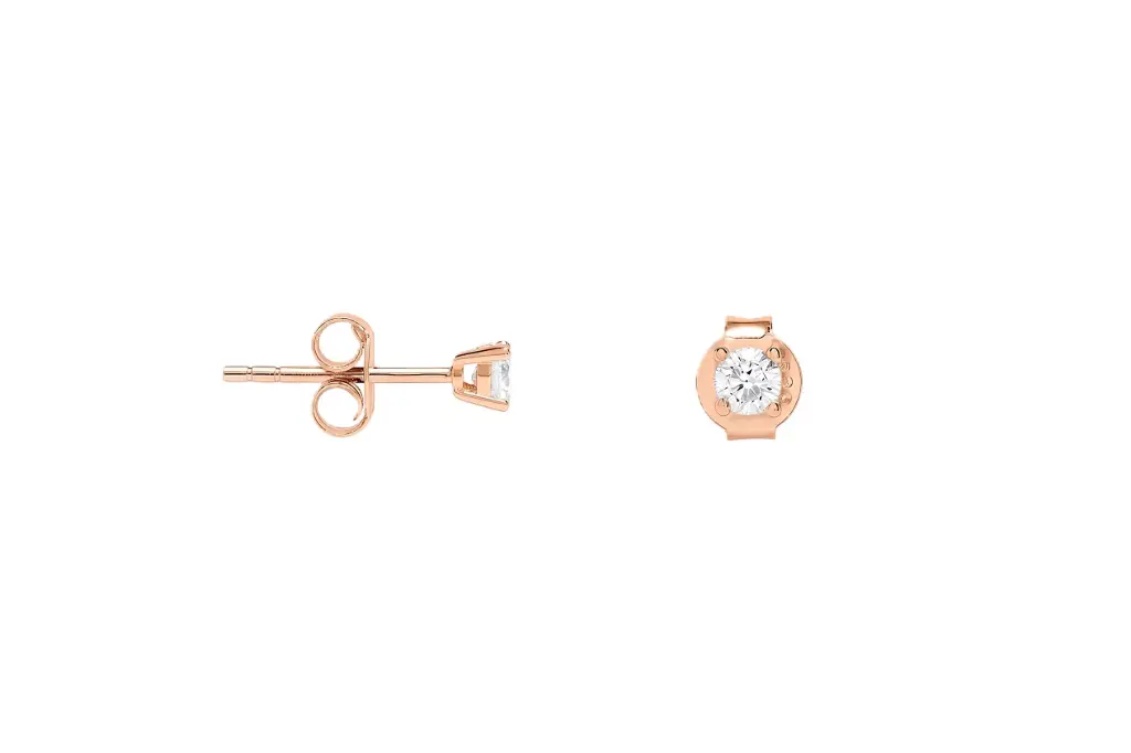 Sterling silver round white cubic zirconia 4-claw stud earring (Various Sizes)