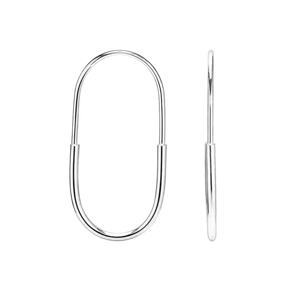 Sterling silver oval hoop earring