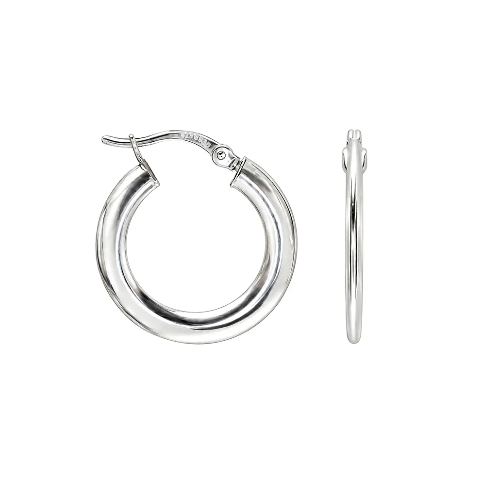 Sterling silver flat hoop earring