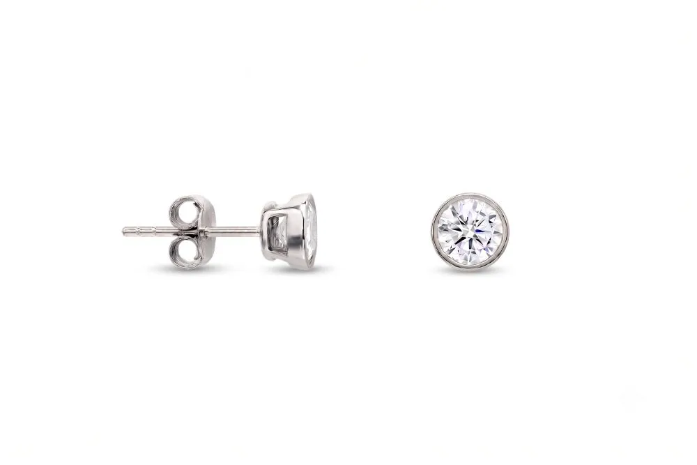 Pendiente plata 925 circonita blanca montura rusa (Varios Tamaños)