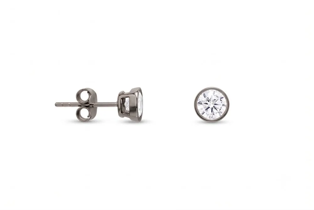 Sterling Silver White Cubic Zirconia Russian Setting Earrings (Various Sizes)