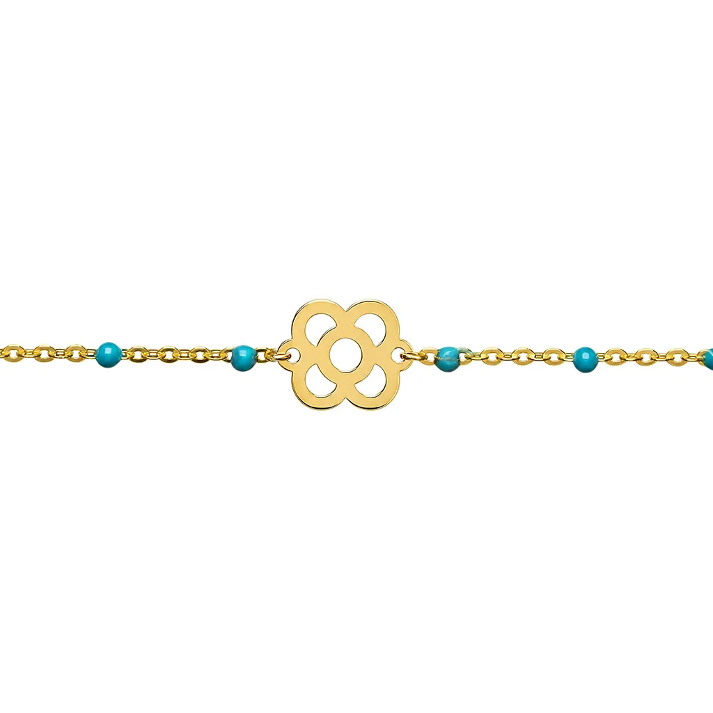 [19498B16E3ETUDO] Sterling silver Barcelona flower bracelet (Turquoise)