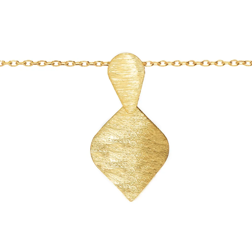 [19504N38E5BRDO] Sterling silver irregular rhombus necklace (Gold plated)