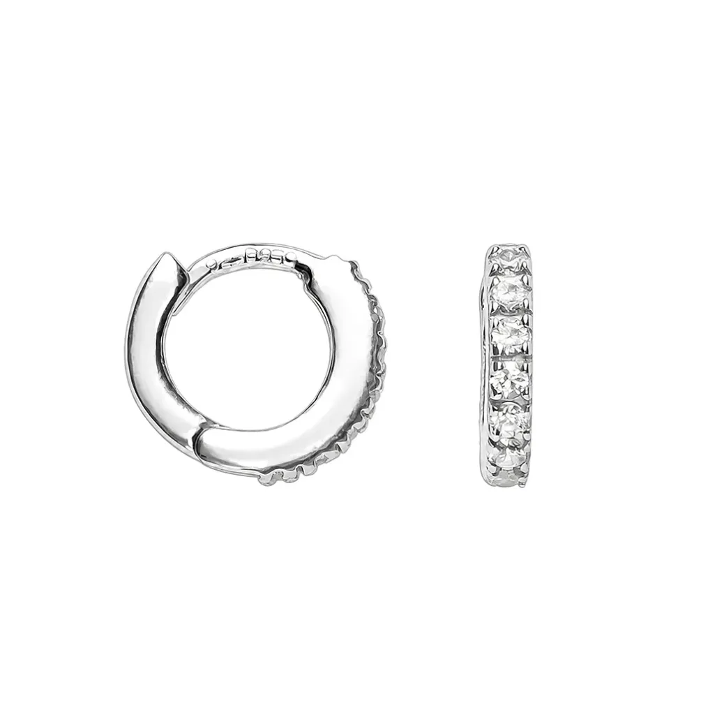 Sterling silver cubic zirconia hoop earring