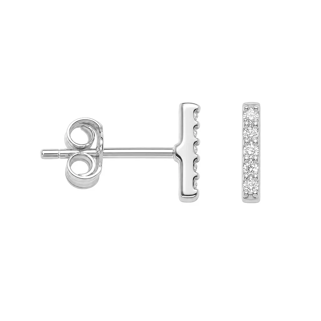 Pendiente plata 925 palito de 8x1.50mm con circonitas