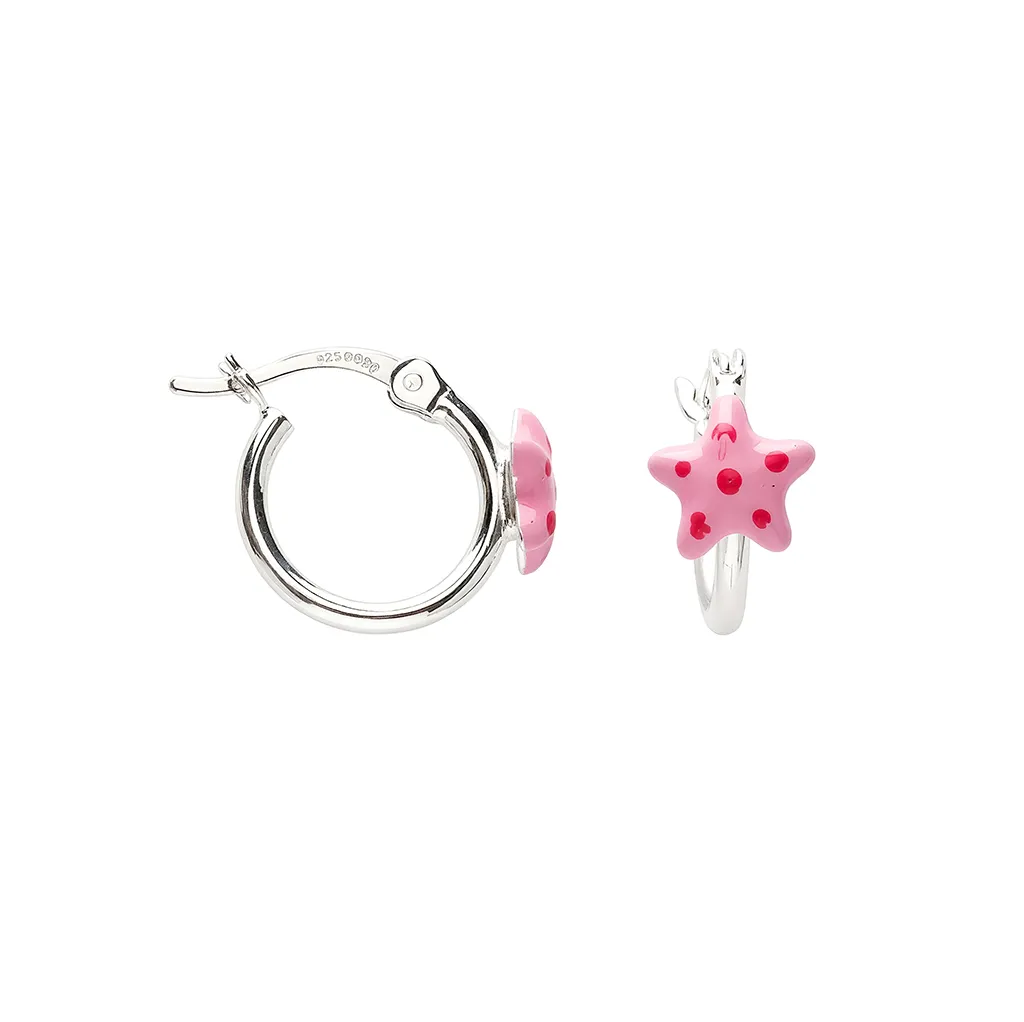 Pendiente plata 925 aro estrella de mar de esmalte