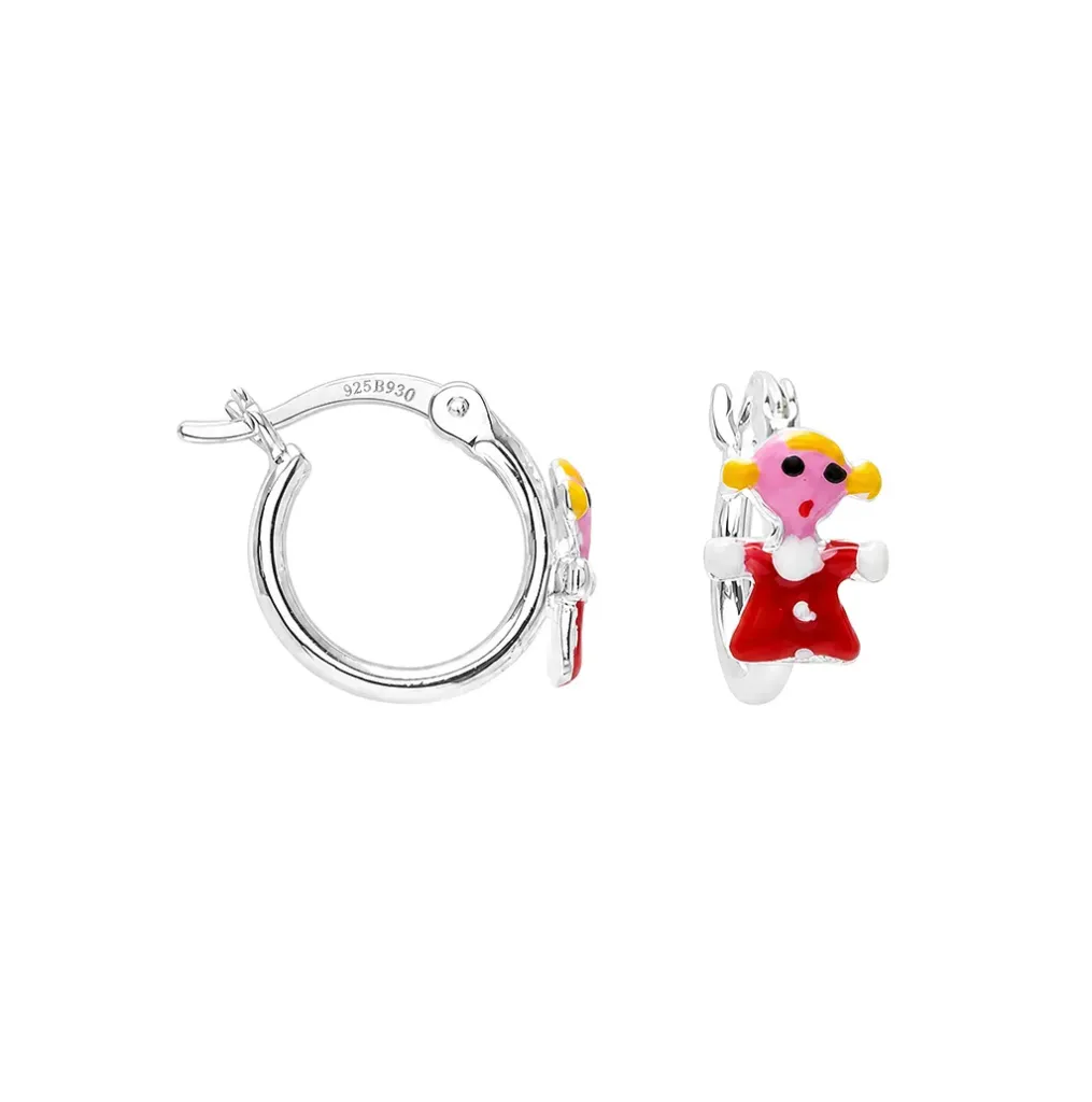 Pendiente plata 925 aro niña de esmalte