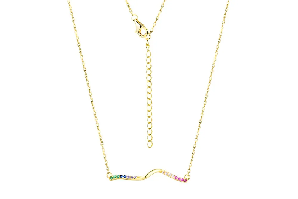 [16719N40E5DOZBL] Collar plata 925 forma ondulada con circonitas