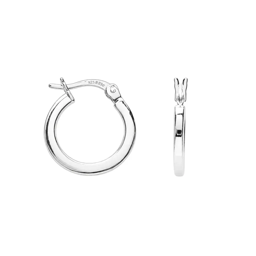 Pendiente plata 925 aro tubo cuadrado 2x2mm